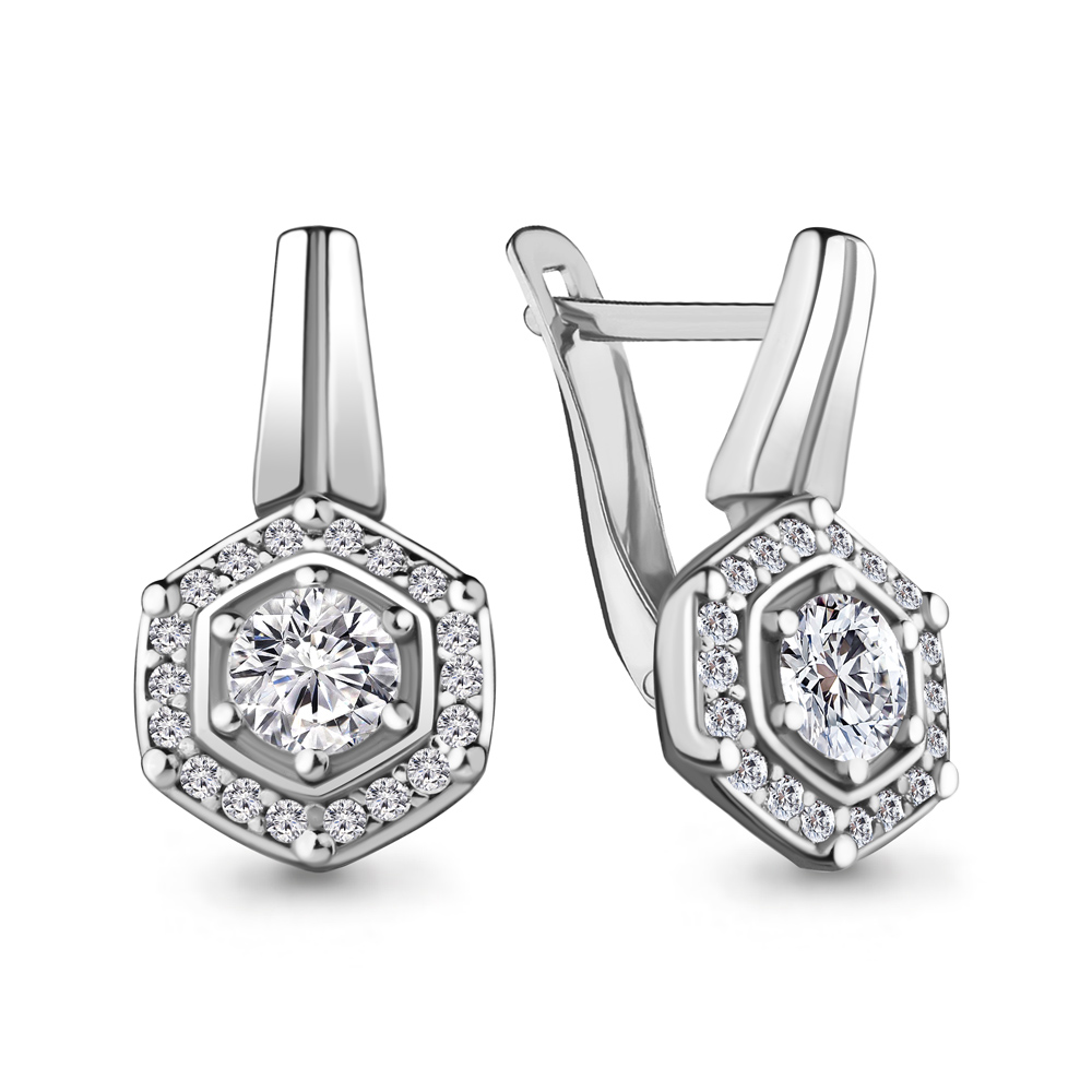 

Серьги из серебра с фианитом Aquamarine 48355А_925_р, 48355А_925_р