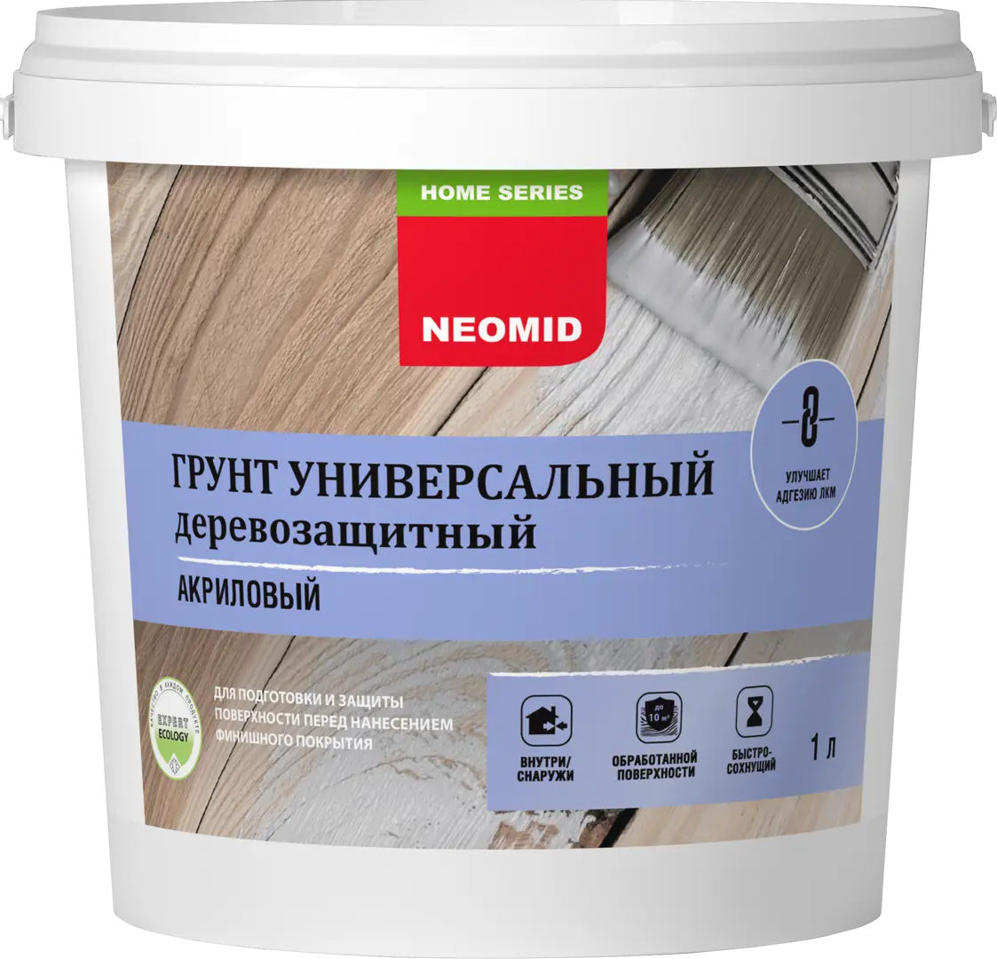 Грунтовка по дереву Neomid антисептическая акриловая бесцветная 1 л грунтовка по дереву neomid антисептическая акриловая бесцветная 5 л