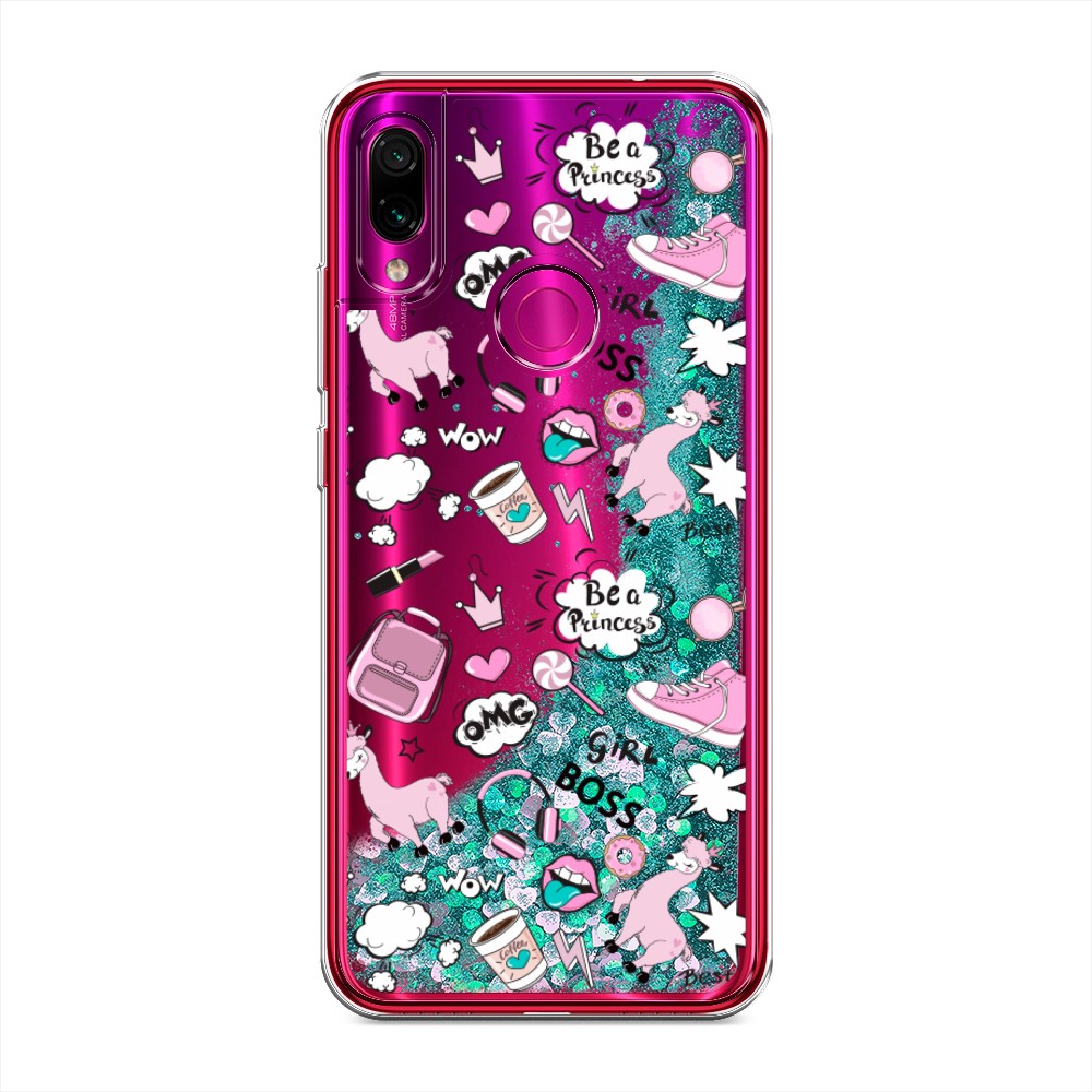 

Жидкий чехол с блестками "Стильная лама" на Xiaomi Redmi Note 7, 34795-1