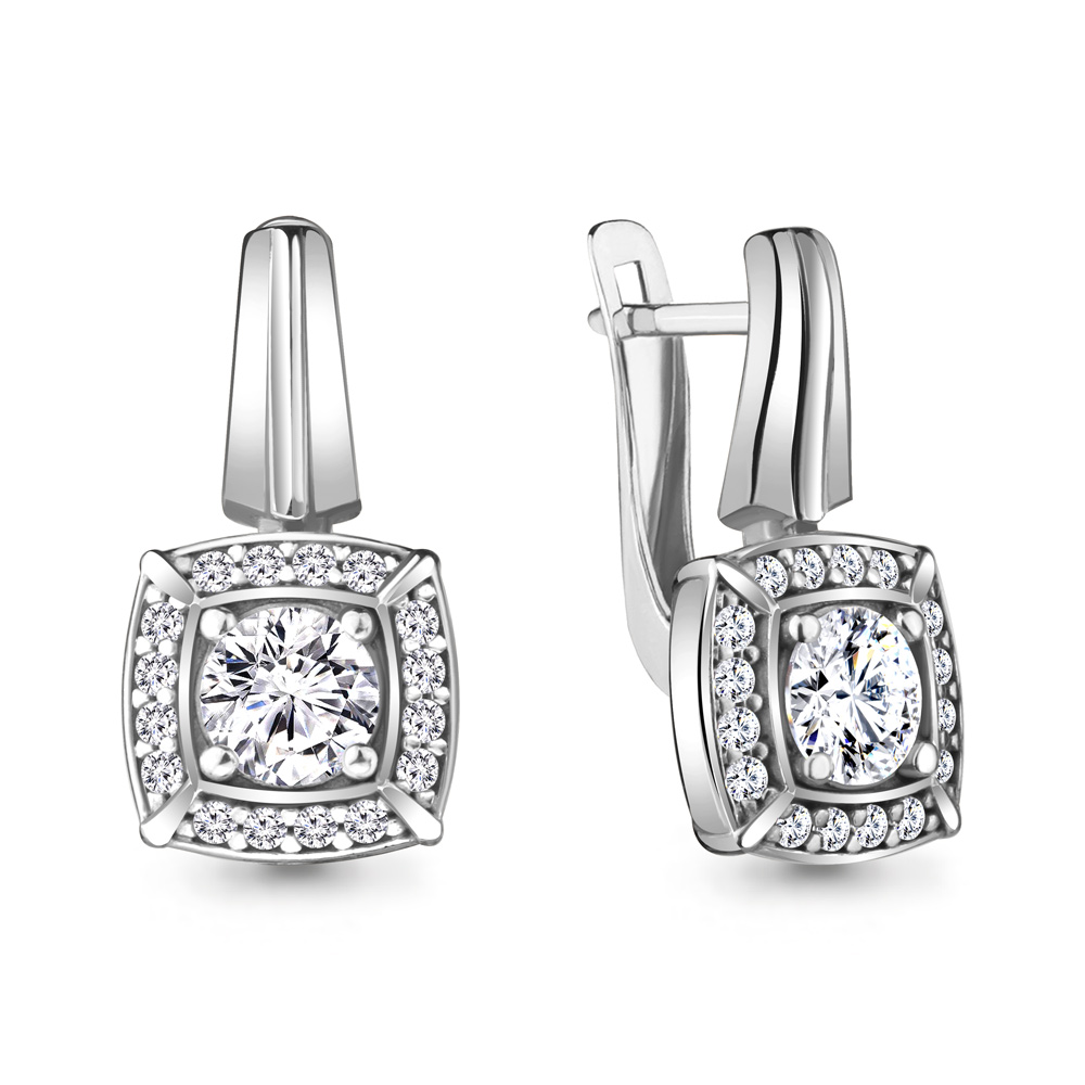 

Серьги из серебра с фианитом Aquamarine 48356А_925_р, 48356А_925_р