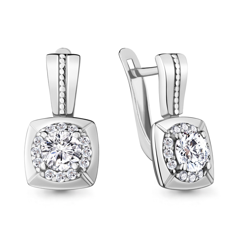 

Серьги из серебра с фианитом Aquamarine 48357А_925_р, 48357А_925_р