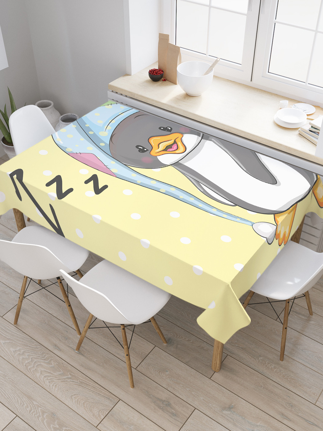 

Скатерть прямоугольная JoyArty "Сонный пигвин" из оксфорда, 120x145 см, Сонный пигвин