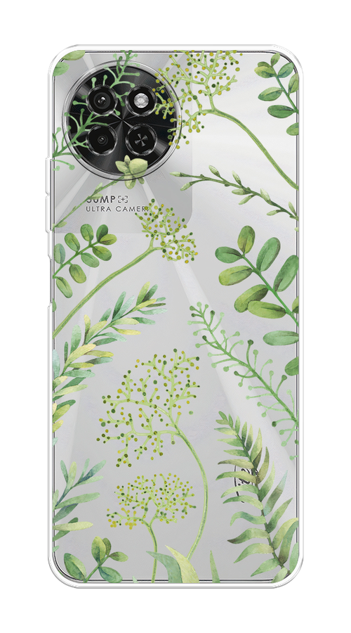 

Чехол на Itel S23 "Green Leaves", Зеленый;прозрачный, 3201450-1