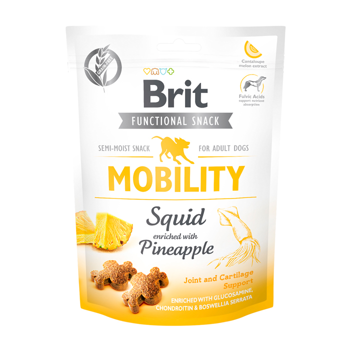 фото Лакомство для собак brit care dog functional snack mobility squid кальмар, ананас, 150 г