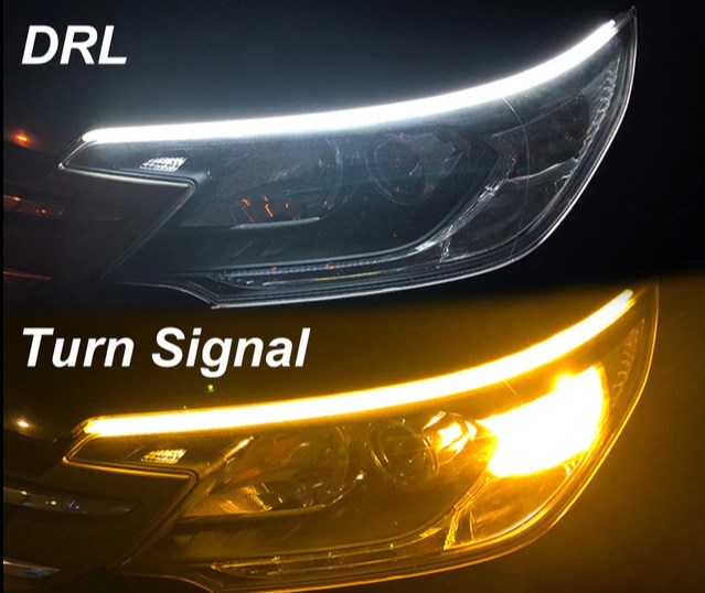 Лента дневных ходовых огней SOVEPSSHOP с бегающим поворотником (30см) белый-желтый