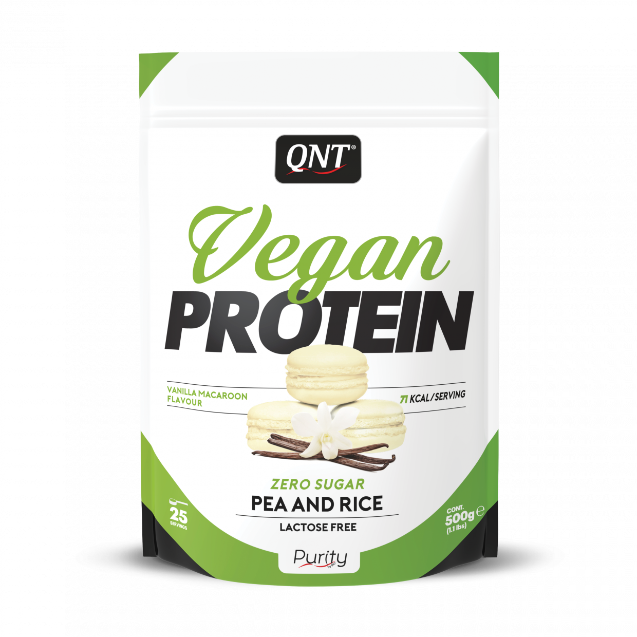 фото Qnt vegan protein, 500 г, вкус: ванильный макарун