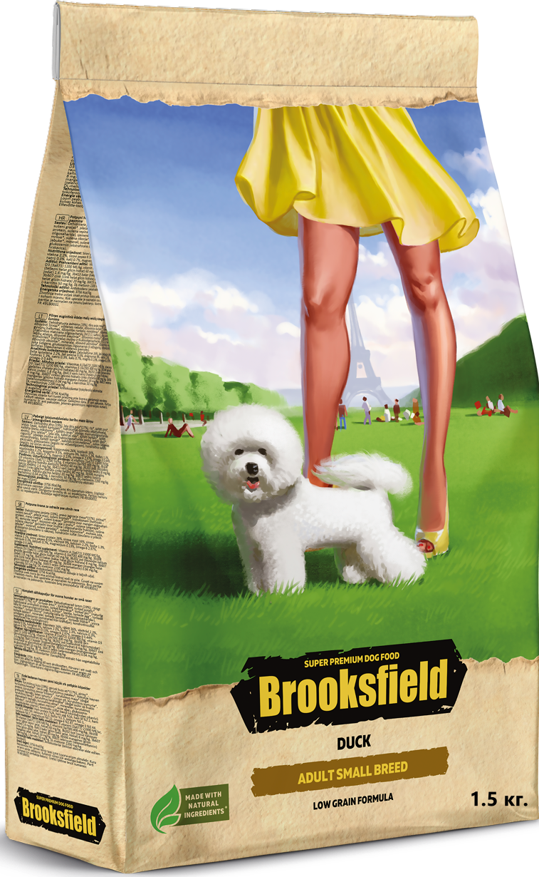 Сухой корм для собак BROOKSFIELD, для мелких пород, утка с рисом, 1,5кг