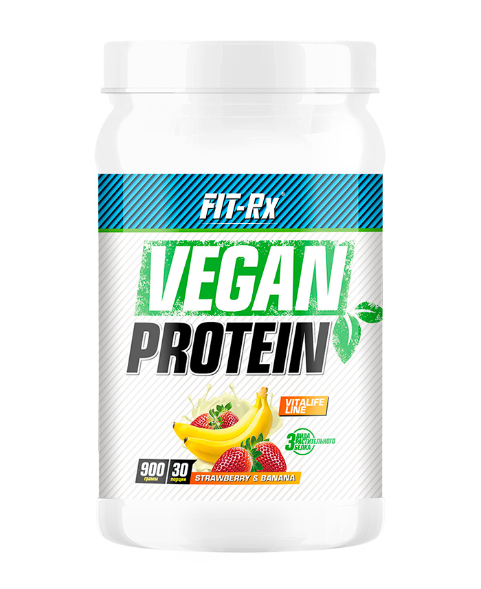 FIT-Rx Vegan Protein, 900 г, вкус: клубника-банан