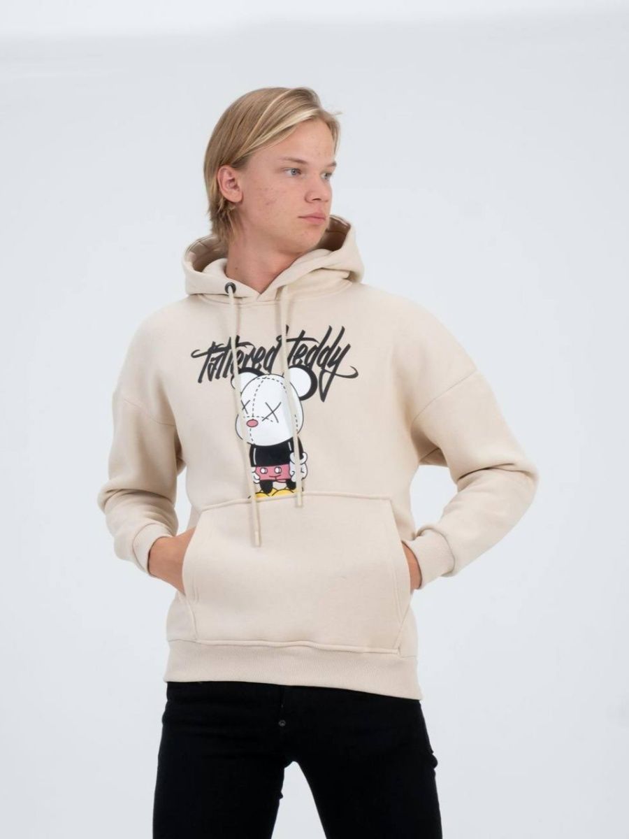 

Худи мужское NoBrand oversize бежевое XL, Бежевый, oversize