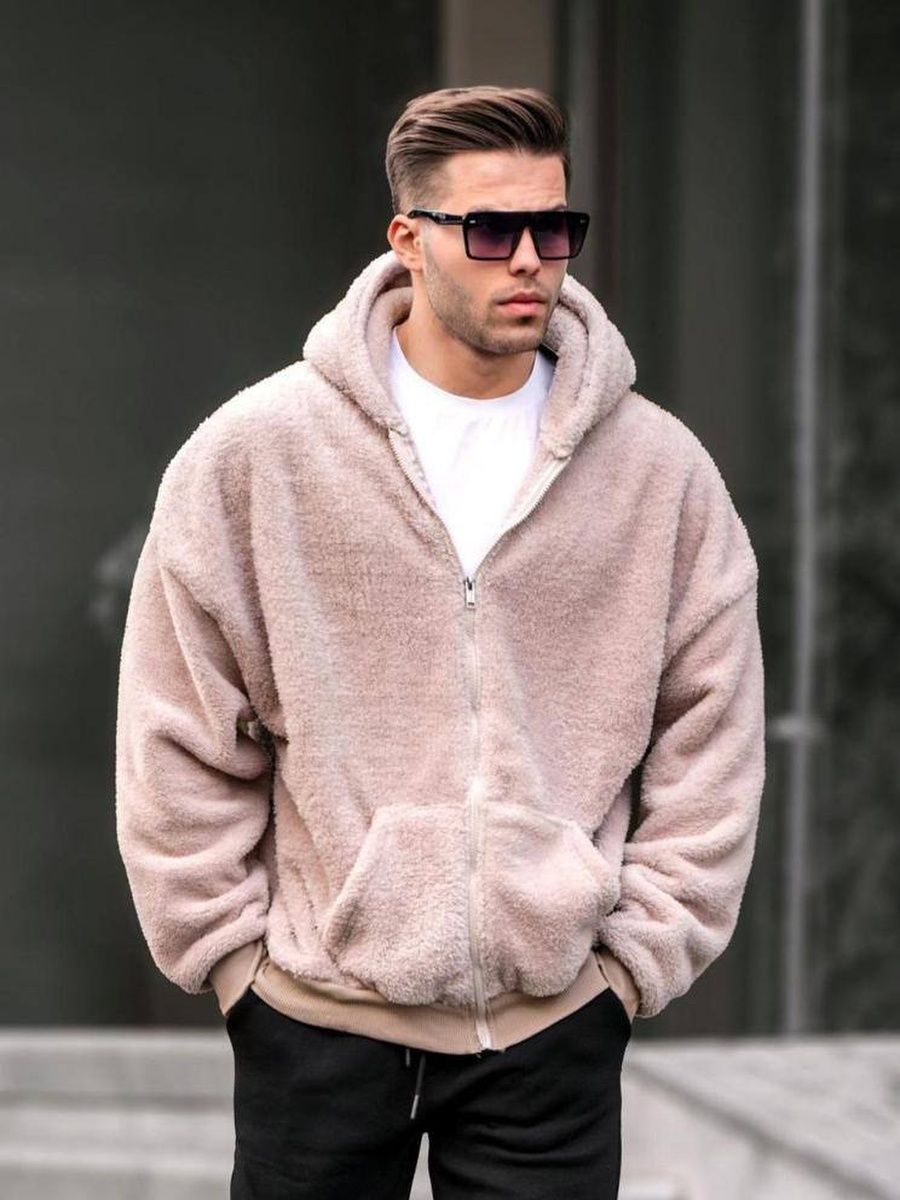 

Худи мужское NoBrand oversize бежевое XL, Бежевый, oversize