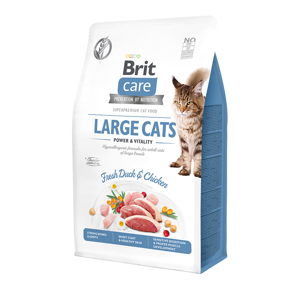

Сухой корм для кошек Brit GF Large cats Power & Vitality, домашняя птица, 2.1кг