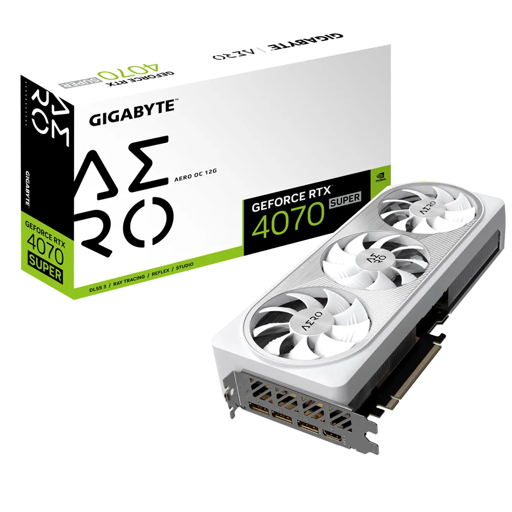 

Видеокарта GIGABYTE GeForce RTX 4070 SUPER AERO OC 12G (GV-N407SAERO OC-12GD), Белый, GeForce RTX 4070 SUPER AERO OC