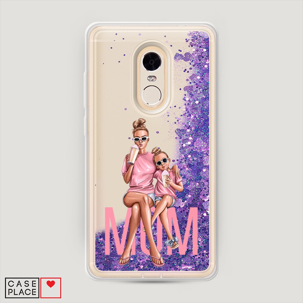 фото Жидкий чехол с блестками "lovely mom" на xiaomi redmi note 4 awog