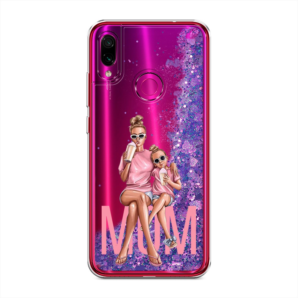 фото Жидкий чехол с блестками "lovely mom" на xiaomi redmi note 7 awog