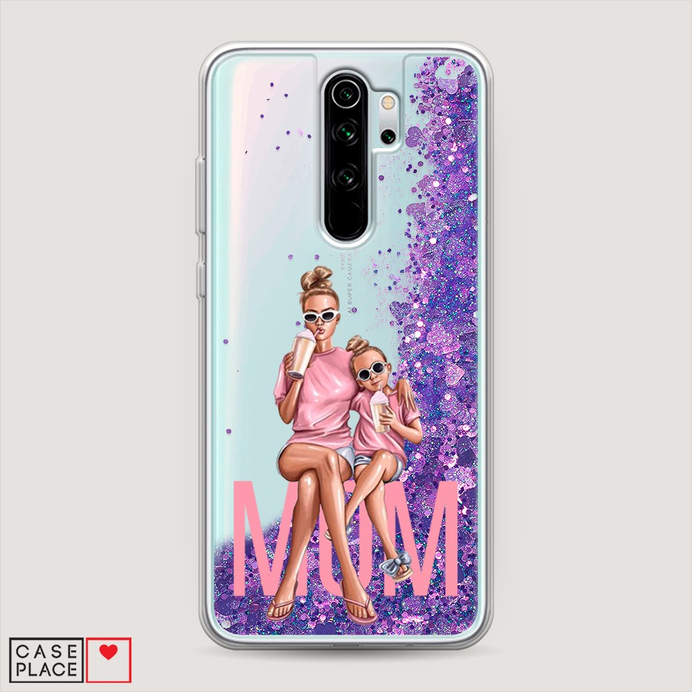 фото Жидкий чехол с блестками "lovely mom" на xiaomi redmi note 8 pro awog