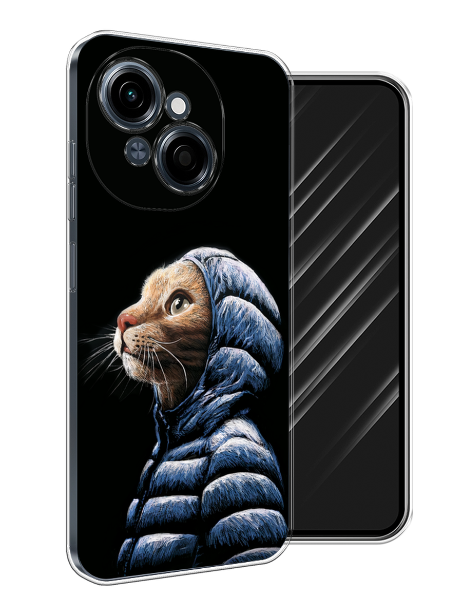 

Чехол Awog на Tecno Spark Go 1/Pop 9 "Кот в капюшоне", Черный;бежевый;синий, 309450-1