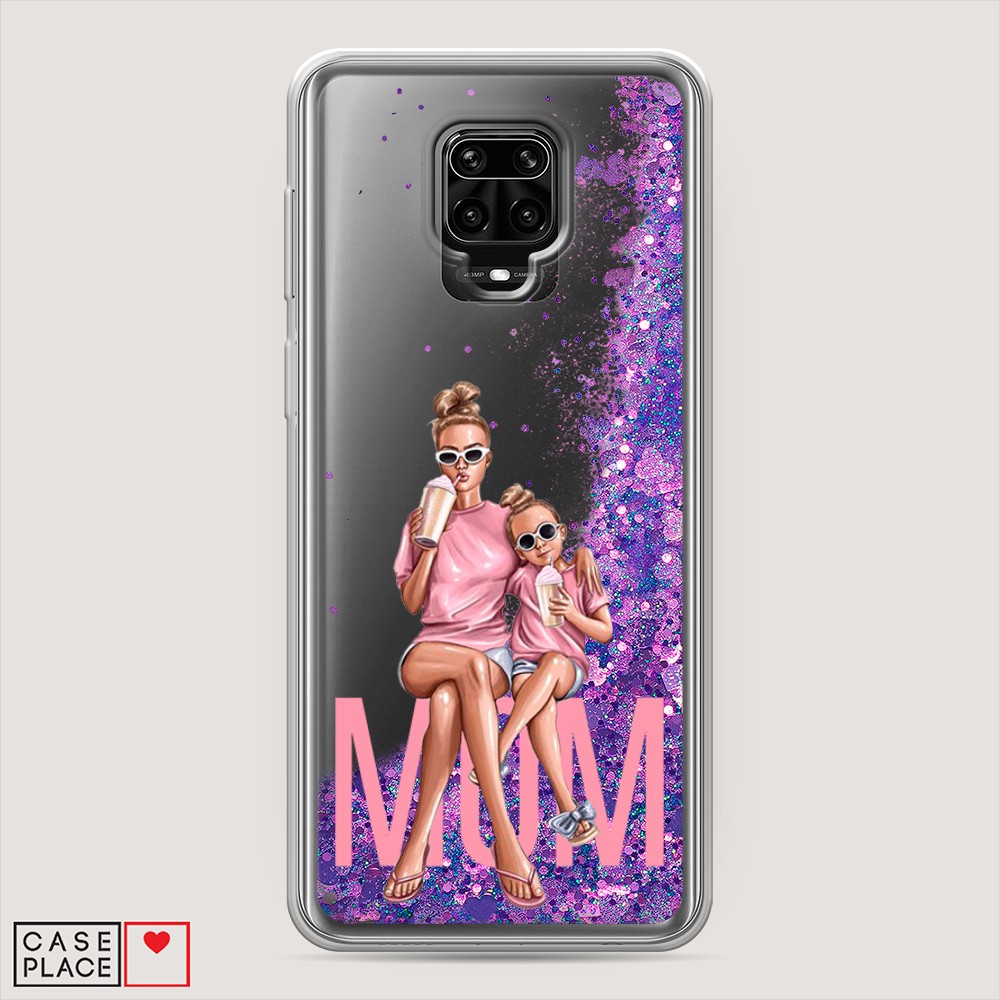 фото Жидкий чехол с блестками "lovely mom" на xiaomi redmi note 9s awog