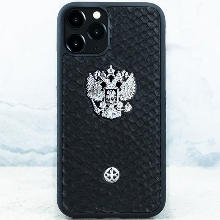 

Чехол iPhone 14 Pro Max - Euphoria HM Герб РФ Noble Python Black - Euphoria HM Premium, Черный, iPhone 14 Pro Max