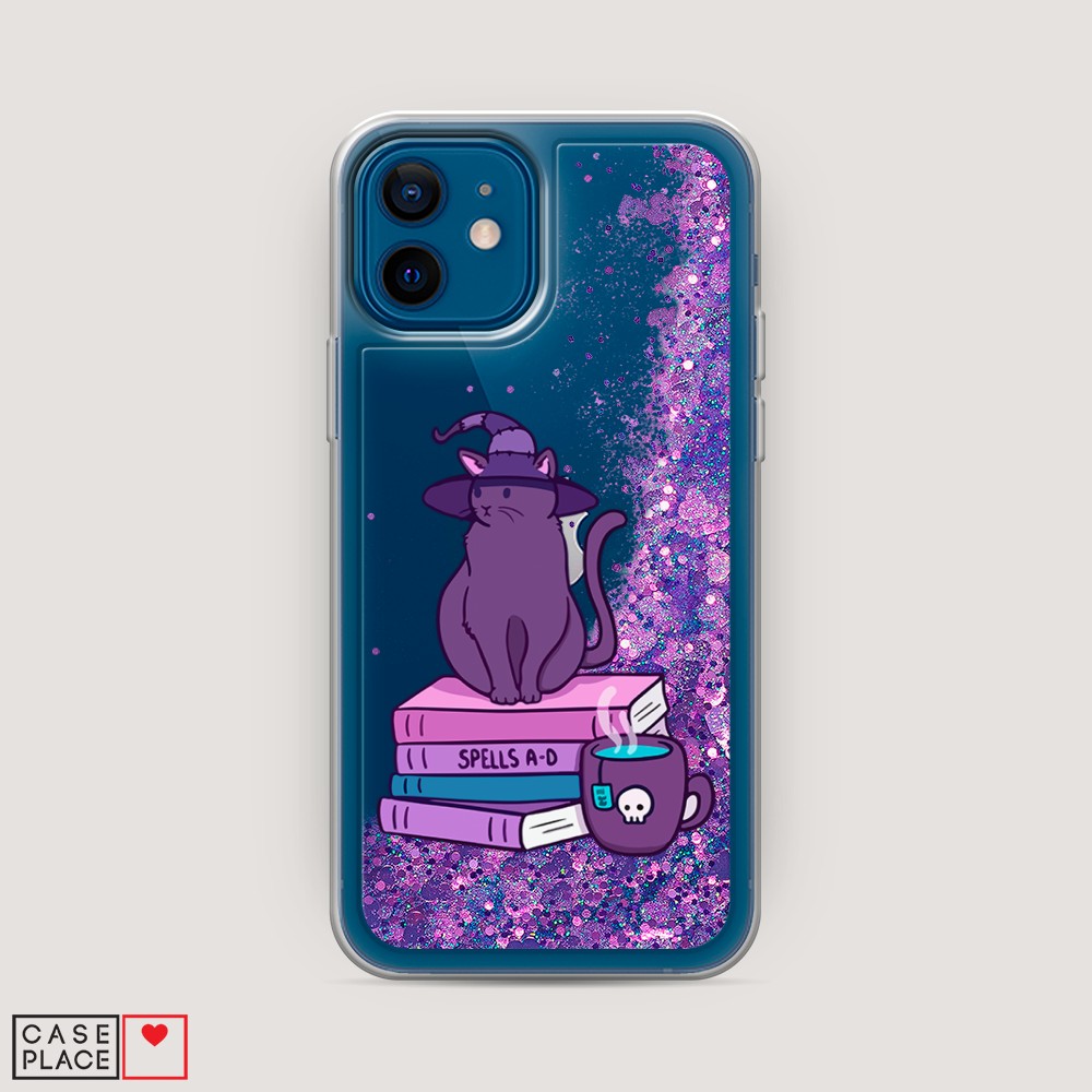 фото Жидкий чехол с блестками "magic cat" на apple iphone 12 awog