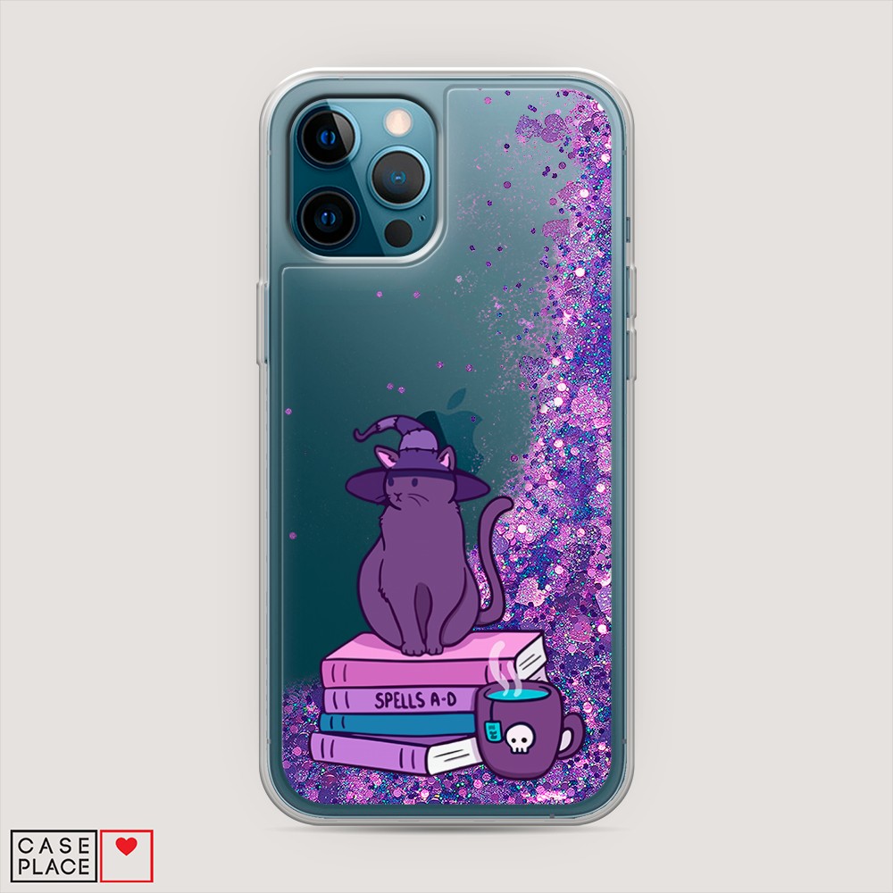 фото Жидкий чехол с блестками "magic cat" на apple iphone 12 pro max awog