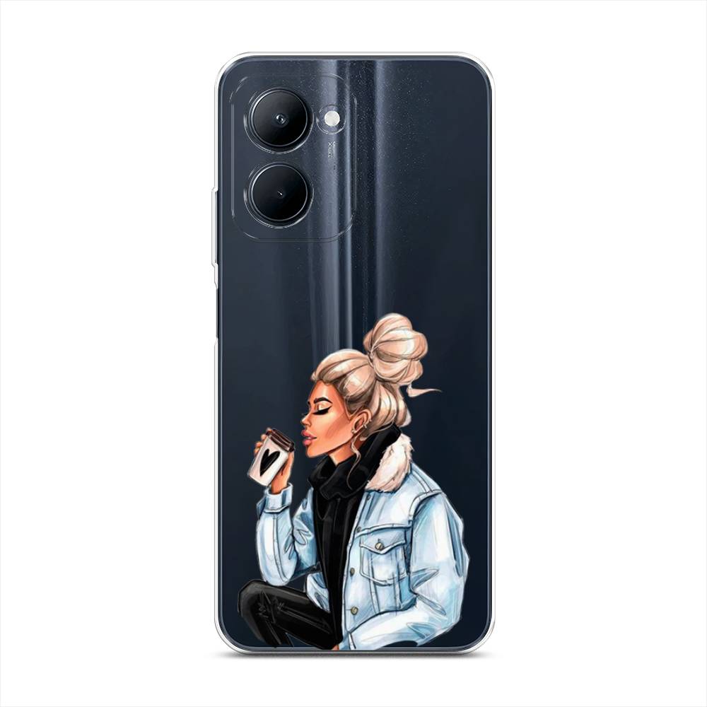 

Чехол Awog на Realme C33 "Cute girl", Бежевый;черный;голубой, 2511350-7