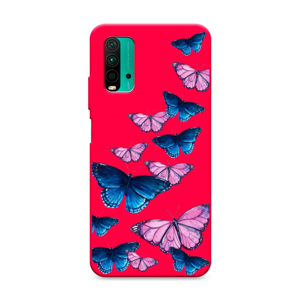 фото Матовый силиконовый чехол "полет бабочек" на xiaomi redmi 9t awog