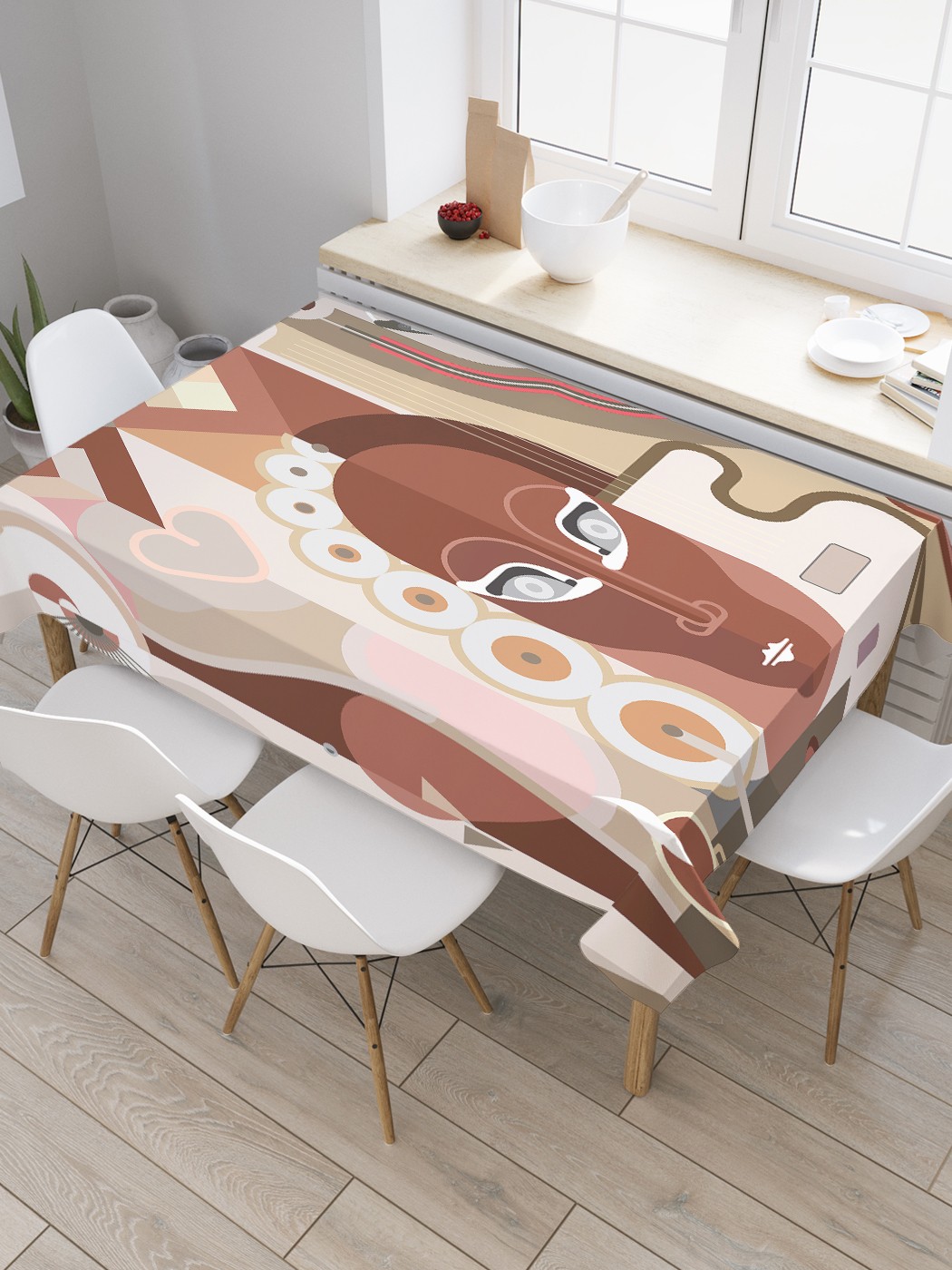 

Скатерть прямоугольная JoyArty "Джазовый коллаж" из сатена, 180x145 см, Коричневый, Джазовый коллаж