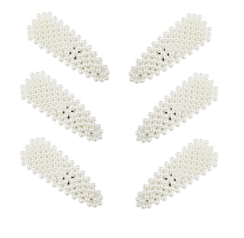 

Заколки клик-клак жемчужные белые 6 шт., Белый, White85
