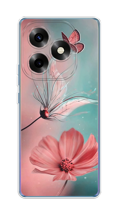 

Чехол на Itel S23+ "Бабочка и цветок", Голубой;розовый, 3201550-1
