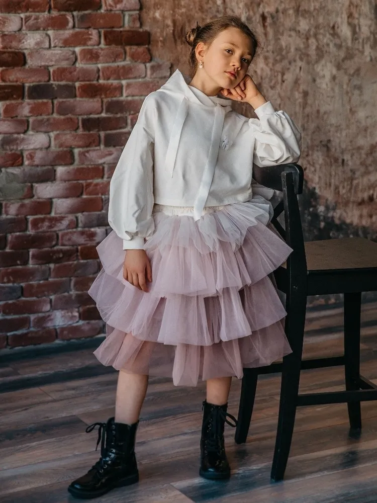 Костюм повседневный Роскошь с детства Баттерфляй, Молочный -пудровый, 134