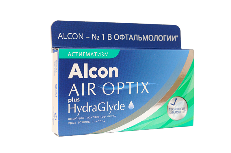 фото Контактные линзы alcon air optix plus hydraglyde astigmatism 3 линзы r 8,7 -2.75/-0,75/70