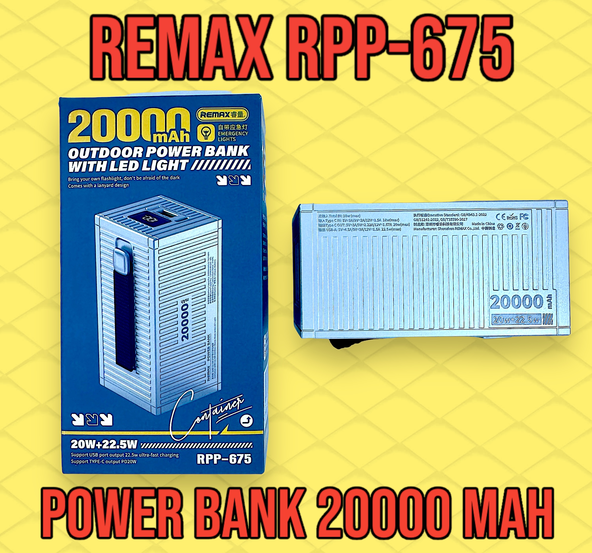 

Внешний аккумулятор Remax RPP-675 Power Bank 20000 mAh Серебро, RPP-675