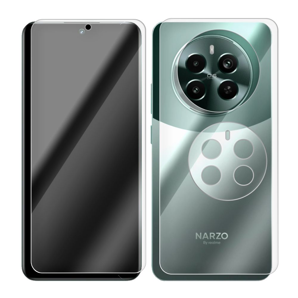

Комплект из защитных гибридных стекол Krutoff для Realme Narzo 70 Pro перед/зад/камера