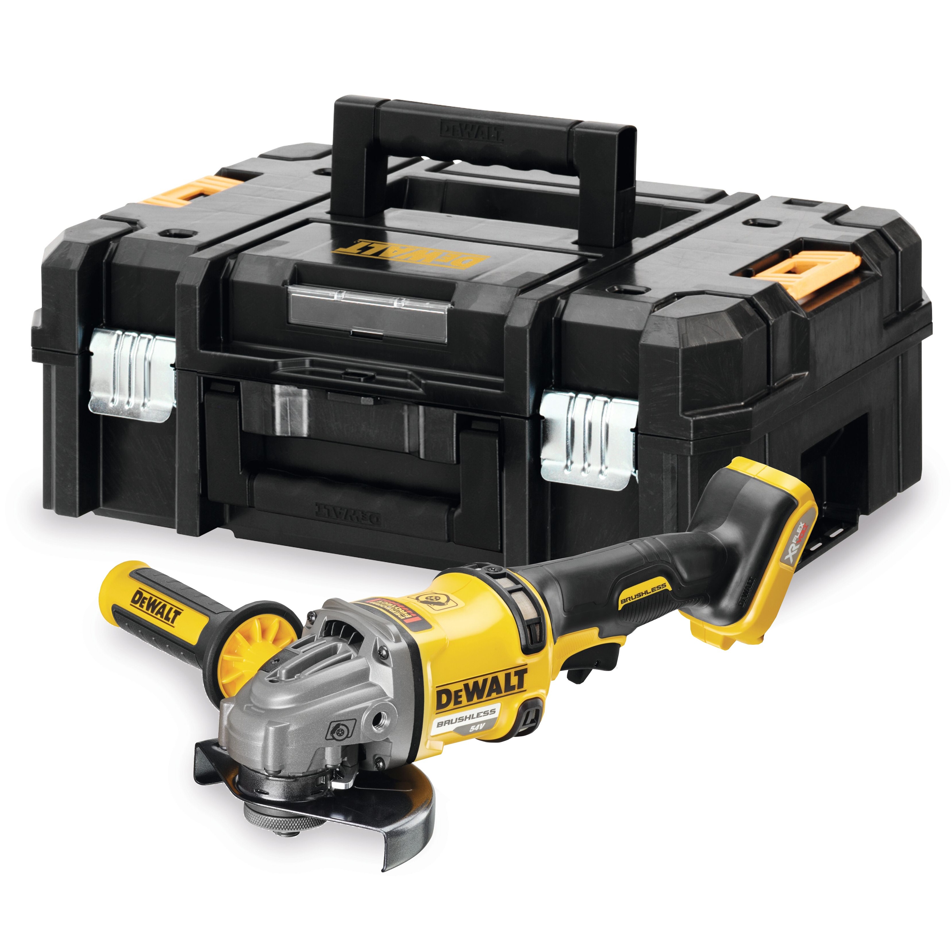 

Угловая шлифмашина DEWALT FLEXVOLT, 54 В, 125 мм, без АКБ и ЗУ, в кейсе TSTAK, DCG414NT