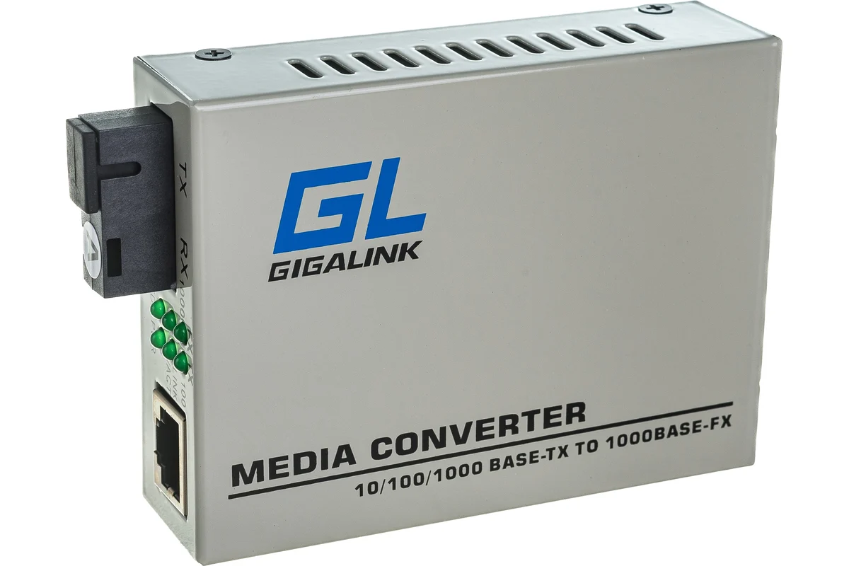 

Медиаконвертер Gigalink UTP (GL-MC-UTPF-SC1G-18SM-1310), Белый, UTP