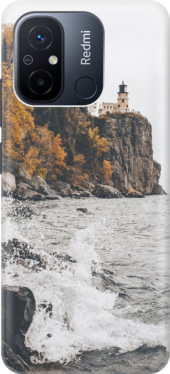 

Силиконовый чехол на Xiaomi Redmi 12C с принтом "Северный маяк", Серый;черный, 158926