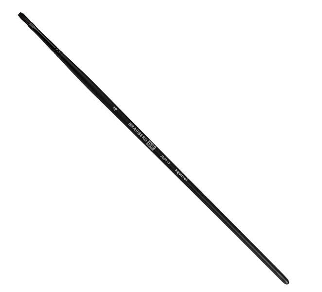 

Кисть художественная BRAUBERG ART CLASSIC, белка, плоская, № 4, длинная ручка, 5 шт, Черный, 200917.319543