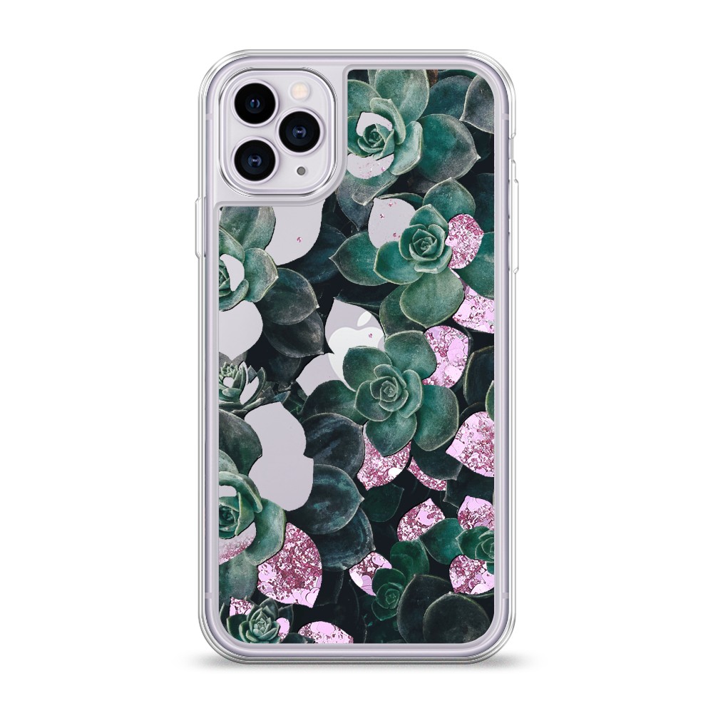 

Жидкий чехол с блестками "Сукуленты цветные" на Apple iPhone 11 Pro, 12394-1