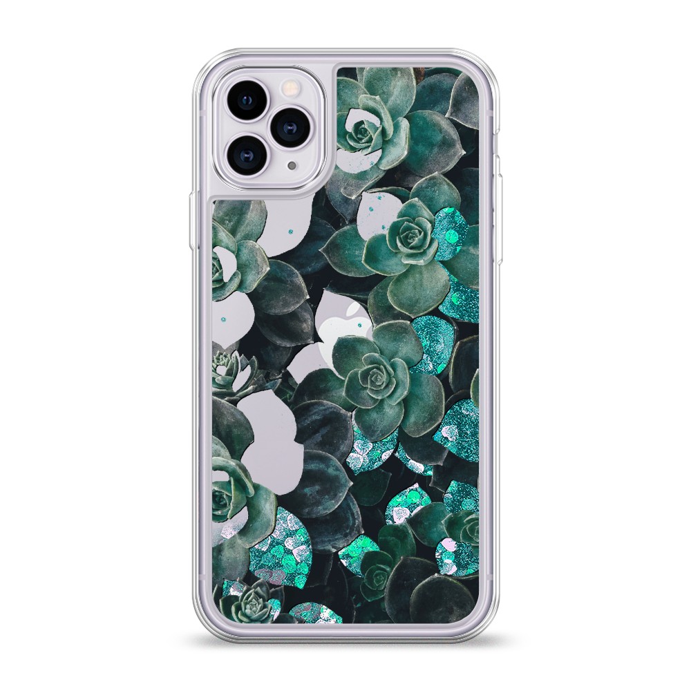 

Жидкий чехол с блестками "Сукуленты цветные" на Apple iPhone 11 Pro, 12395-1
