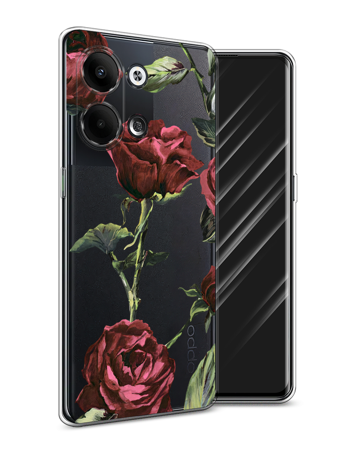 

Чехол Awog на Oppo Reno 9 "Бордовые розы фон", Красный, 2512750-8