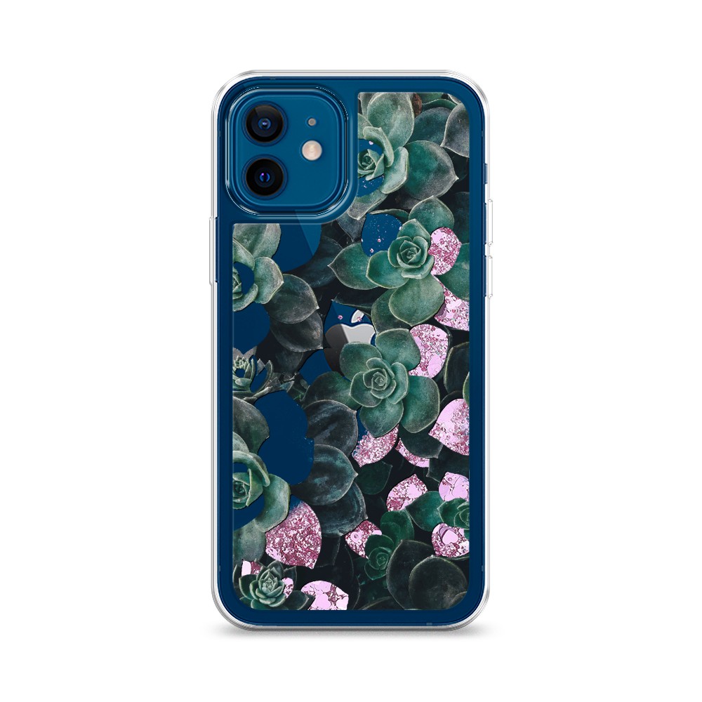

Жидкий чехол с блестками "Сукуленты цветные" на Apple iPhone 12, 12594-1