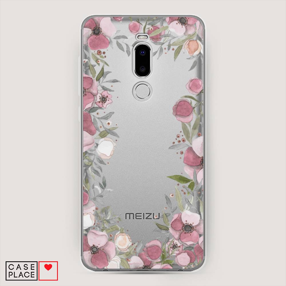 фото Чехол awog "розовая цветочная рамка" для meizu note 8