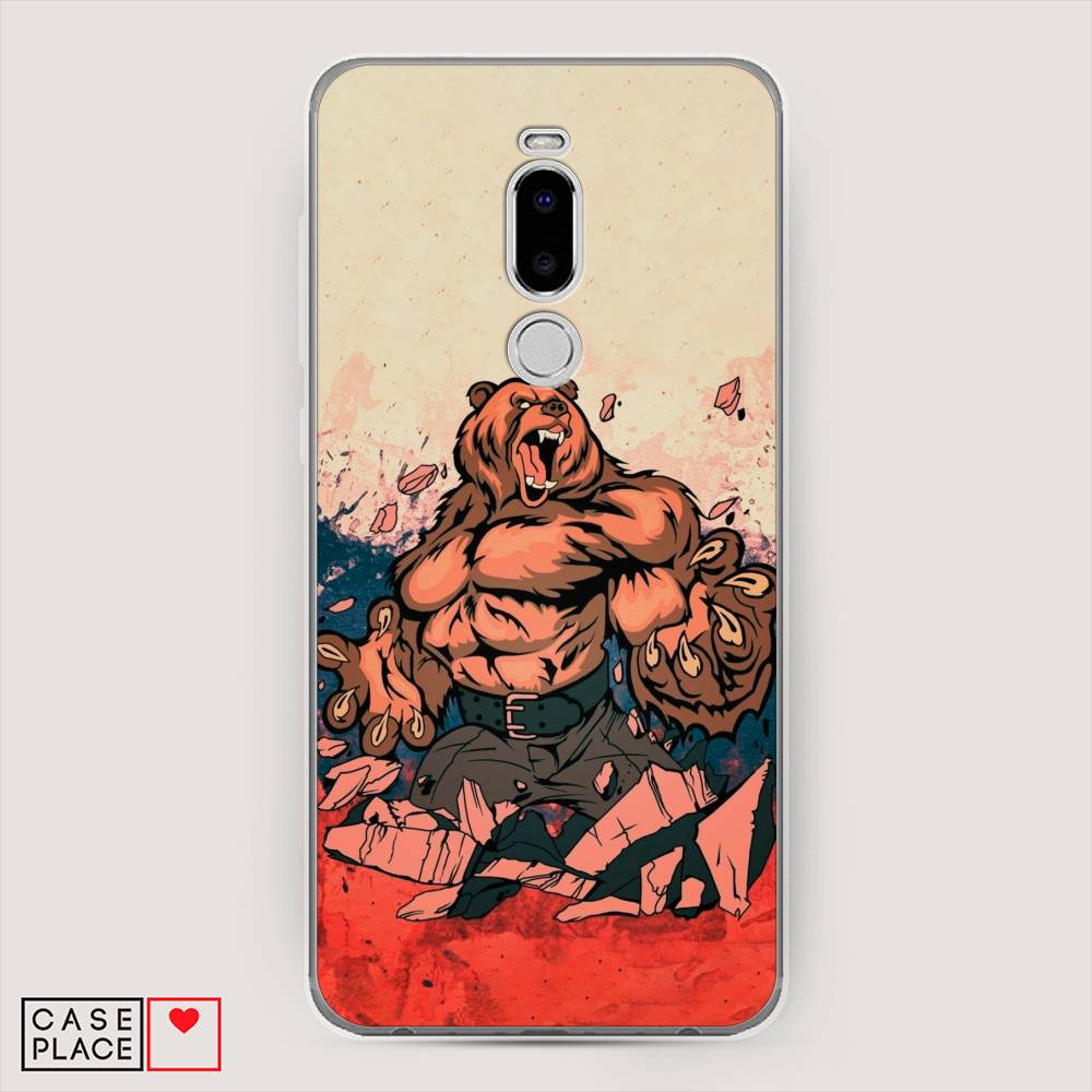 

Чехол Awog на Meizu Note 8 "Медведь с флагом РФ", Коричневый;синий;красный, 73050-2