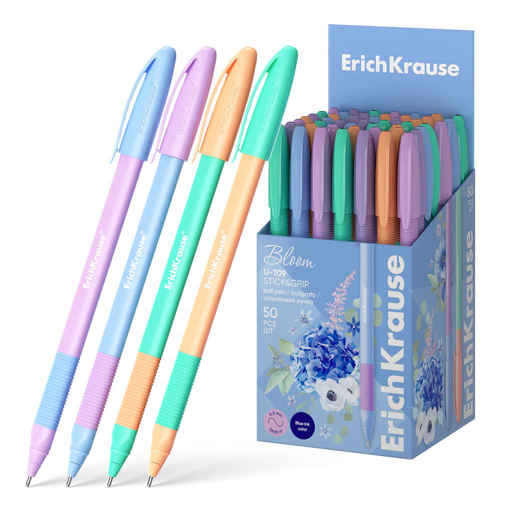 

Ручка шариковая ErichKrause U-109 Stick&Grip 61025 цвет чернил синий, в коробке по 50 штук