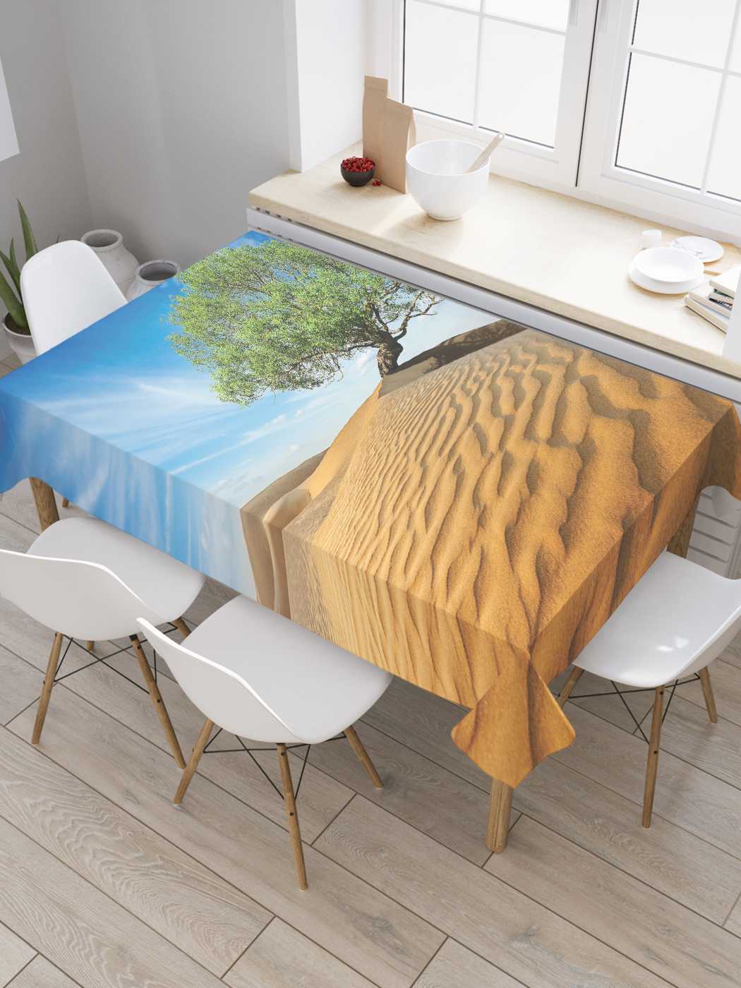 фото Скатерть прямоугольная joyarty "пустынное дерево" из оксфорда, 120x145 см
