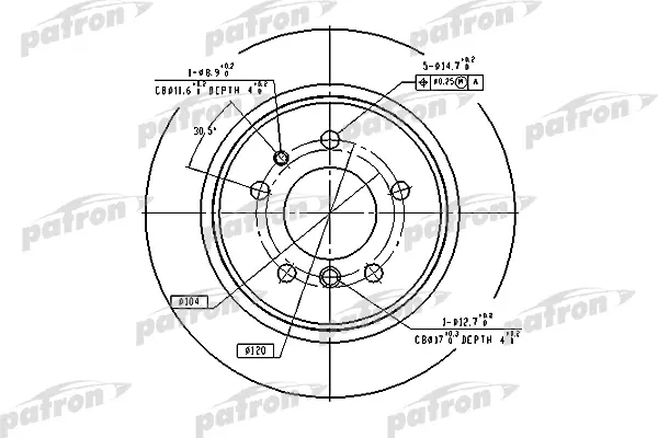 

Диск тормозной задн BMW: 5 86-90, 5 88-95, 5 Touring 91-97 PATRON PBD2557