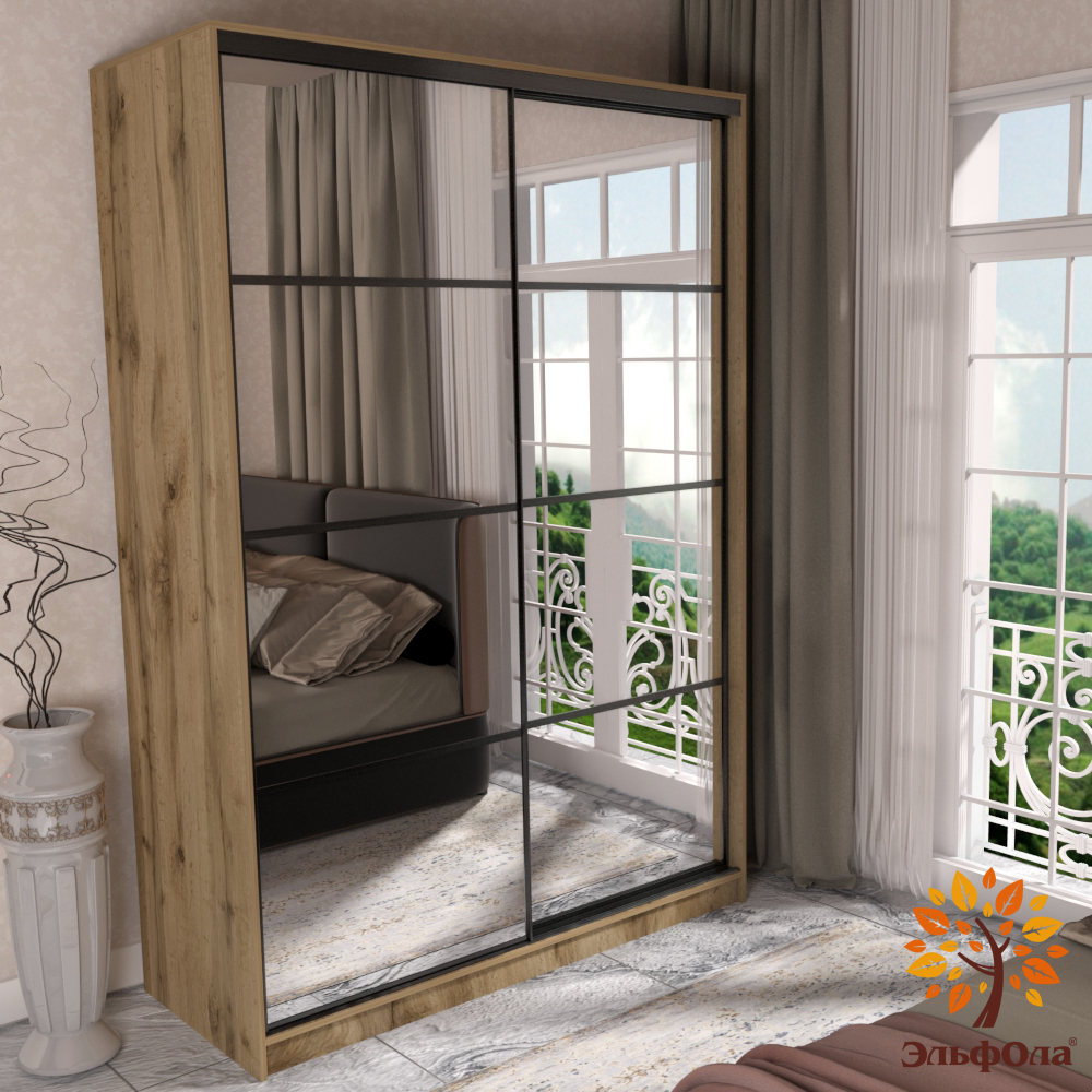 

Шкаф-купе ЭльфОла Квадро, 110х45х220см, вотан, Бежевый;коричневый, квадро