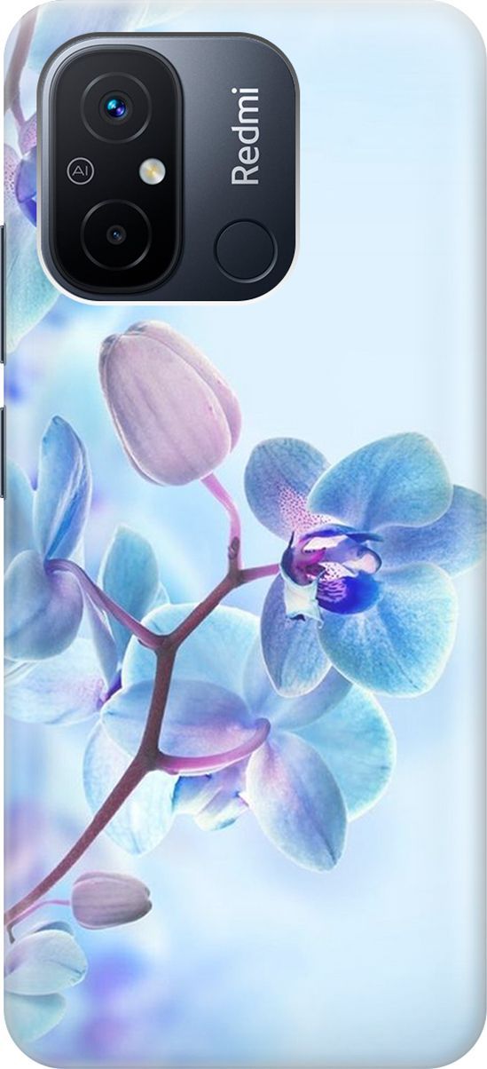 

Силиконовый чехол на Xiaomi Redmi 12C с принтом "Синий цветок на синем", Голубой;синий, 158924