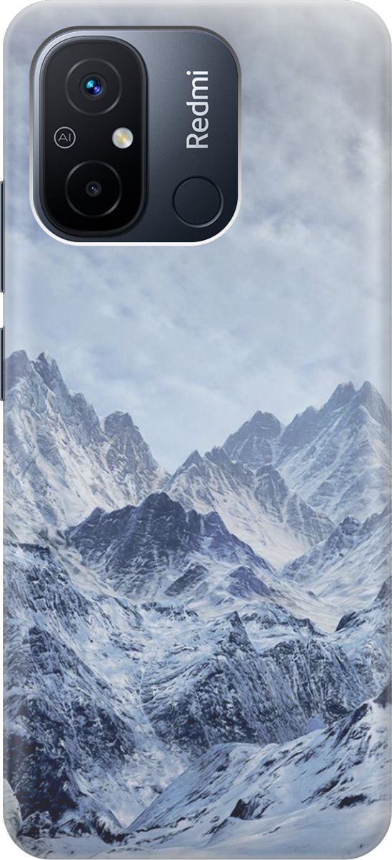 

Силиконовый чехол на Xiaomi Redmi 12C с принтом "Снежные горы", Белый;голубой, 158921