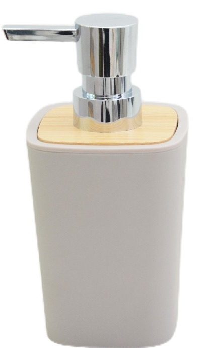 фото Дозатор для мыла натурель kl9046-b серый+бамбук ecodecor